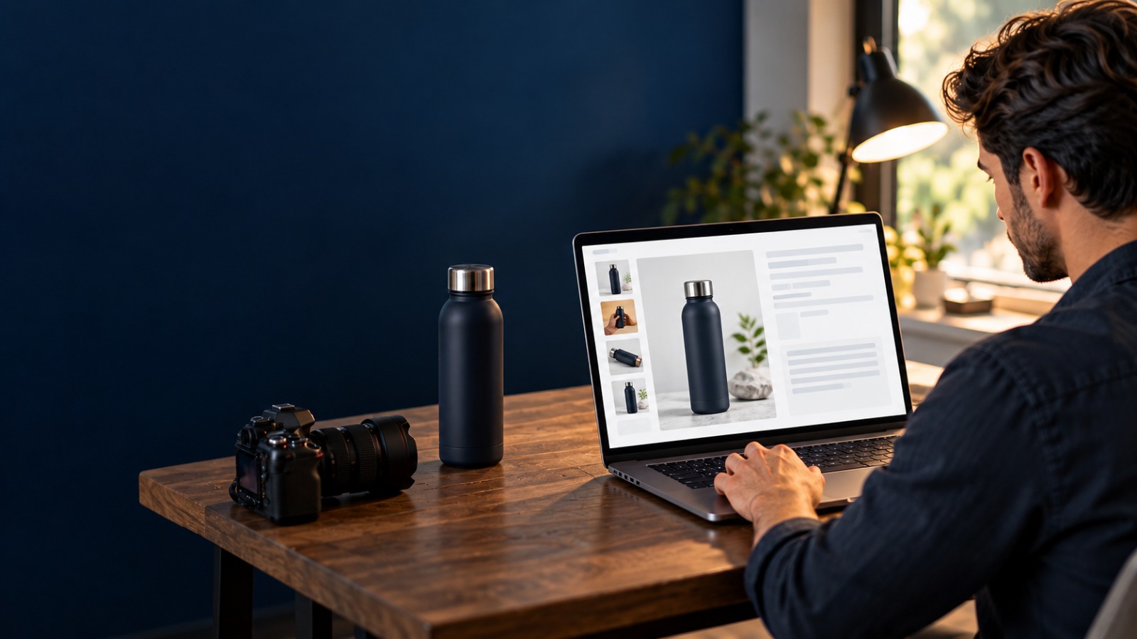 Seller reviewing product images and listing copy